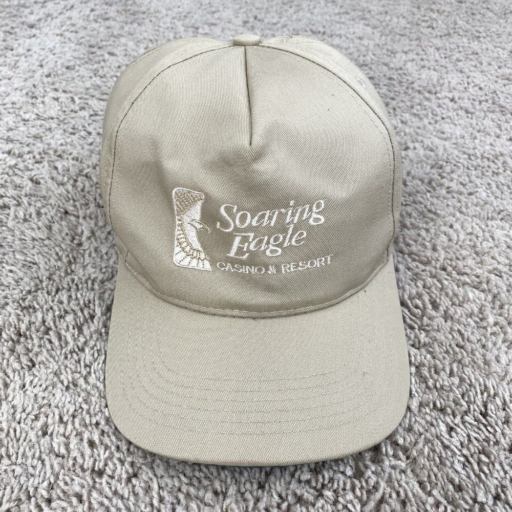Vintage San Sun Soaring Eagle Casino &‎ Resort Hat Beige Snapback Trucker Cap - Picture 9 of 9